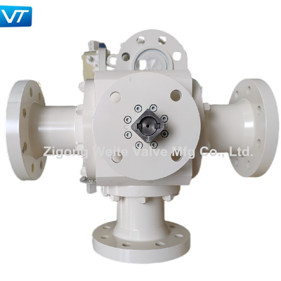 T Type API 6D Hoge Platform van de Kogelklep het Naakte Stam ISO5211 Met drie richtingen